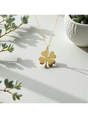 Nova Grup Yonca Figürlü Sade 14 Ayar Altın Kolye