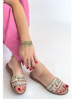 Gonne Renkli Hasır Dokuma Terlik - Lisinya