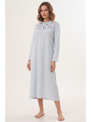 Mecit Pijama Mecit 6207 Mavi Büyük Beden Kadın Gecelik