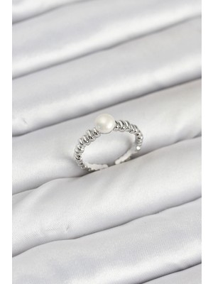 Shopwave Pirinç Gümüş Renk Göbek Inci Model Kadın Yüzük