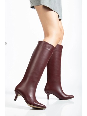 SYT-2025 Bordo Cilt  Günlük Kadın Çizme