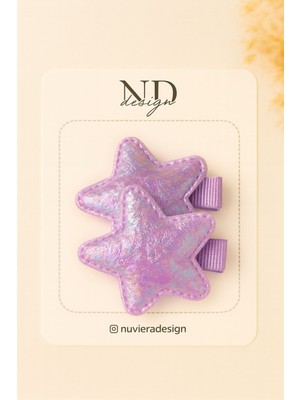Nuviera Design Mor Parıltılı Yıldız Klips Toka - 2'li Set