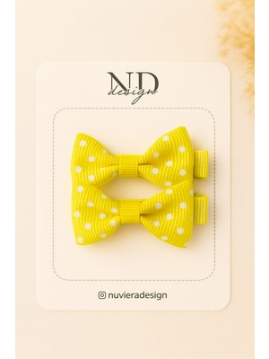 Nuviera Design Sarı Puantiyeli Klips Toka - 2'li Set