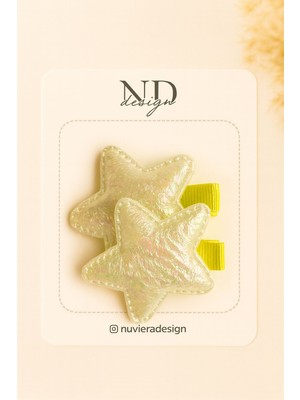 Nuviera Design Sarı Parıltılı Yıldız Klips Toka - 2'li Set