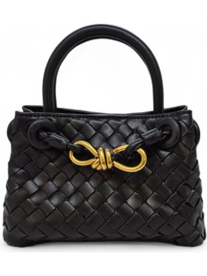 Luglio Shoes Siyah Gold Düğüm Aksesuarlı Çapraz Çanta