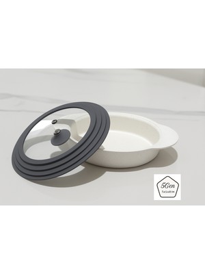 3'ü 1 Arada Kademeli Silikon Cam Kapak – 18, 20 ve 22 cm Tencerelere Uyumlu Çok Amaçlı Tasarım (Siyah & Gri Seçenekli)