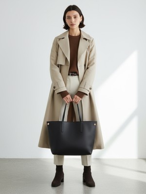 Rivina Kadın Büyük Boy Tote Model El ve Omuz Çantası Siyah