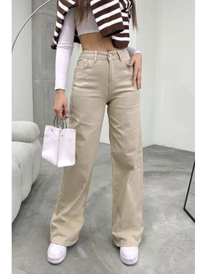 Flexifit Yüksek Bel Kadın Palazzo Kot Pantolon – Siyah Esnek Denim Kumaş, Düz Bol Paça, Rahat Kalıp Modern Jean