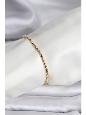 14K Gold Renk Kaplama Zincirli Model cm Kadın Bileklik - Lisinya