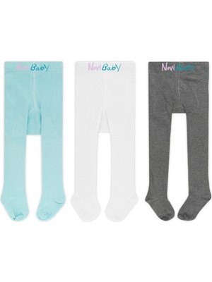 Novibaby 3'lü Bebek Pamuklu Külotlu Çorap, Çocuk Yenidoğan Pamuk Kız Erkek Okul Çorabı, Beyaz Ekru Pembe