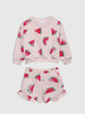 Gap Kız Bebek Pembe Havlu Kumaş Sweatshirt Outfit Set