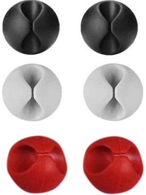 Yapışkanlı Kablo Sabitleyici Düzenleyici 6'lı Paket (2 Beyaz-2 Kırmızı-2 Siyah) MZ2023-38