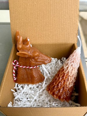 Cacagift Design Yılbaşına Özel Geyik ve Çam Modelli 2'li Mumlu Set (Yılbaşı Konseptli, Hediyelik Yılbaşı Mum, Noel Mum , Yılbaşı Hediyesi, Yılbaşı Dekoru)