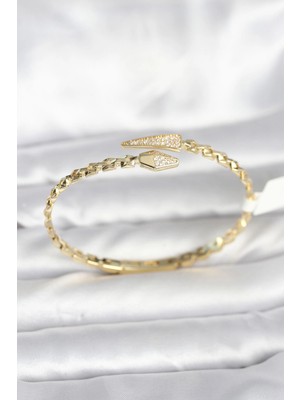 Shopwave Yılan Model Pirinç Gold Renk Kadın Kelepçe Bileklik