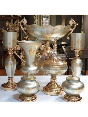 CITY gold 7 Parça Konsol Seti Salon Takımı Dekoratif