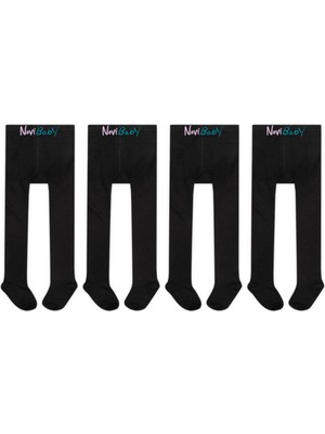 Novibaby 4'lü Bebek Pamuklu Külotlu Çorap, Çocuk Yenidoğan Pamuk Kız Erkek Okul Çorabı, Beyaz Ekru Pembe Vs.