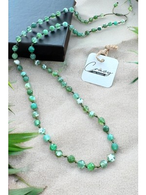 Crazy Takı Tasarım 6 mm Akik Doğaltaş 70-80 cm Uzun Unisex Kolye