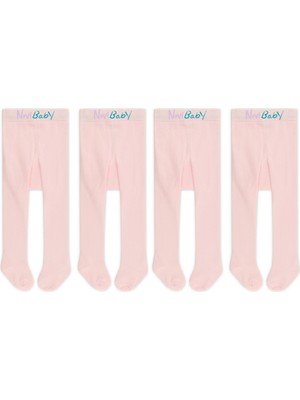 Novibaby 4'lü Bebek Pamuklu Külotlu Çorap, Çocuk Yenidoğan Pamuk Kız Erkek Okul Çorabı, Beyaz Ekru Pembe Vs.