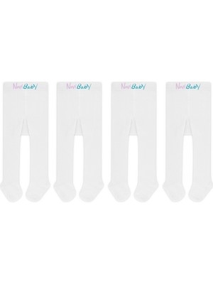 Novibaby 4'lü Bebek Pamuklu Külotlu Çorap, Çocuk Yenidoğan Pamuk Kız Erkek Okul Çorabı, Beyaz Ekru Pembe Vs.