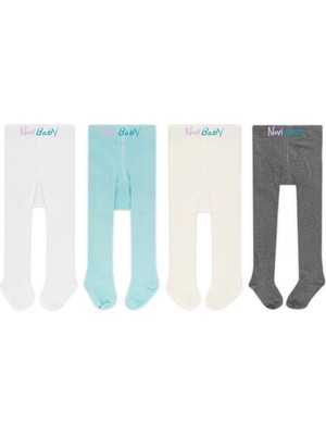 Novibaby 4'lü Bebek Pamuklu Külotlu Çorap, Çocuk Yenidoğan Pamuk Kız Erkek Okul Çorabı, Beyaz Ekru Pembe Vs.