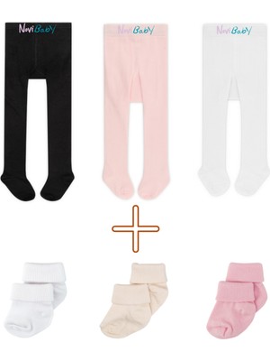 Novibaby 3'lü Bebek ve Çocuk Pamuklu Külotlu Çorap & Yenidoğan Bambu Bebek Çorap Seti, Yumuşak, Esnek Yapılı