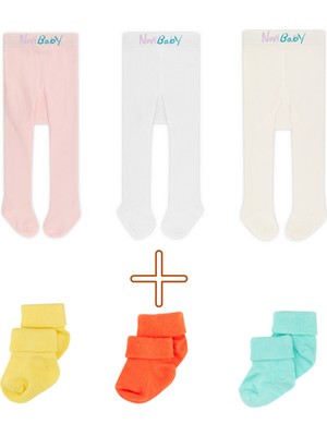 Novibaby 3'lü Bebek ve Çocuk Pamuklu Külotlu Çorap & Yenidoğan Bambu Bebek Çorap Seti, Yumuşak, Esnek Yapılı