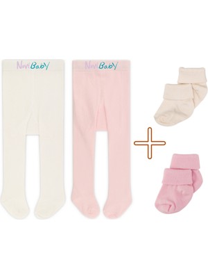 Novibaby 2'li Bebek ve Çocuk Pamuklu Külotlu Çorap & Yenidoğan Bambu Bebek Çorap Seti, Yumuşak, Esnek Yapılı