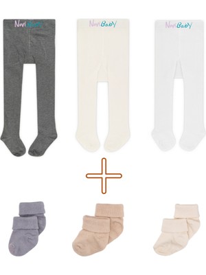 Novibaby 3'lü Bebek ve Çocuk Pamuklu Külotlu Çorap & Yenidoğan Bambu Bebek Çorap Seti, Yumuşak, Esnek Yapılı