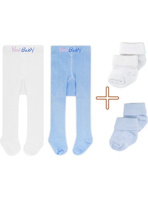 Novibaby 2'li Bebek ve Çocuk Pamuklu Külotlu Çorap & Yenidoğan Bambu Bebek Çorap Seti, Yumuşak, Esnek Yapılı