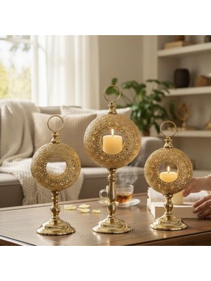 CITY gold 3’lü Gold Mumluk Dekoratif 42-36-30 cm