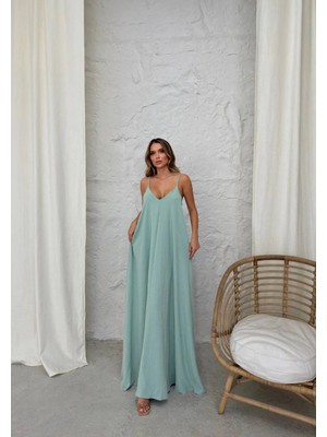 Evyora Aerobin Uzun Elbise Çağla Yeşili Pt