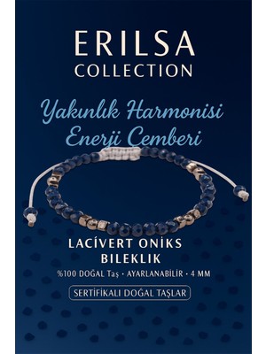Erilsa Sertifikalı Yakınlık Harmoni Enerji Aktivasyonu Bilekliği – Lacivert Oniks ve Terahertz Doğal Taş
