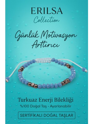 Erilsa Sertifikalı Günlük Motivasyon Artırıcı Enerji Bilekliği – Turkuaz ve Terahertz Doğal Taş 4 mm