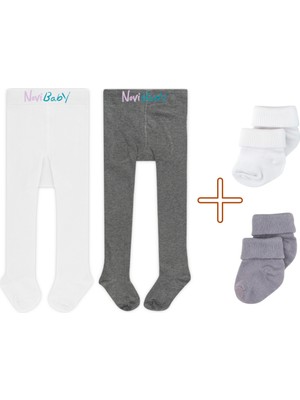 Novibaby 2'li Bebek ve Çocuk Pamuklu Külotlu Çorap & Yenidoğan Bambu Bebek Çorap Seti, Yumuşak, Esnek Yapılı