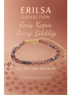 Erilsa Sertifikalı Geçiş Kapısı Enerji Aktivasyonu Bilekliği – Gül Kuvars ve Terahertz Doğal Taş 4 mm