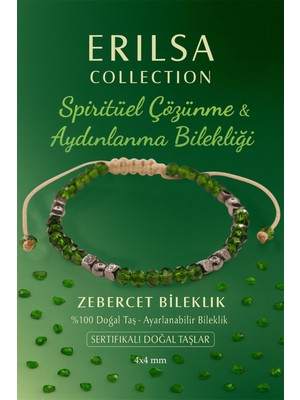 Erilsa Sertifikalı Spiritüel Çözünme ve Aydınlanma Bilekliği – Zebercet Peridot ve Terahertz Doğal Taş 4x4