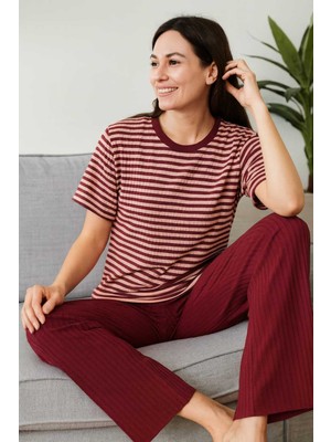 Tenra Kadın Pijama Takımı Kısa Kollu %100 Pamuk