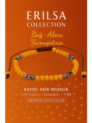 Erilsa Sertifikalı Bağ Alanı Yumuşatma Enerji Aktivasyon Bilekliği – Kayısı Akik ve Terahertz Doğal Taş