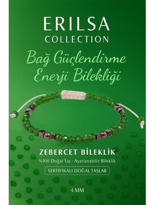 Erilsa Sertifikalı Bağ Güçlendirme Enerji Aktivasyonu Bilekliği – Zebercet ve Terahertz Doğal Taşı 4 mm