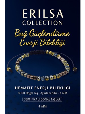 Erilsa Sertifikalı Bağ Güçlendirme Enerji Aktivasyonu Bilekliği – Hematit Doğal Taş 4 mm