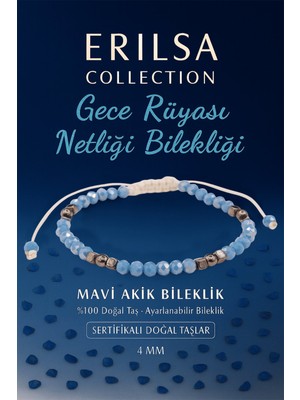 Erilsa Sertifikalı Gece Rüyası Netliği Enerji Bilekliği – Mavi Akik ve Terahertz Doğal Taş 4 mm