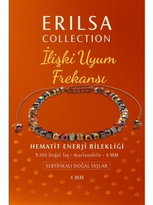 Erilsa Sertifikalı Ilişki Uyumu Frekansı Aktivasyon Bilekliği – Hematit ve Terahertz Doğal Taş 4 mm