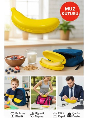 Open Toys Muz Beslenme Kabı Koku Geçirmez Kolay Temizlenebilir 21 cm Sarı Dikdörtgen Tasarım