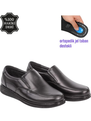 Erkek Siyah Bağcıksız Rahat Günlük Ayakkabı – Ortopedik Taban