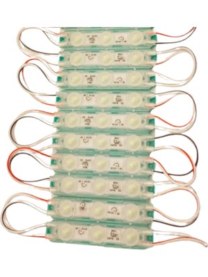 12 Volt 1.5 Watt 3 Lensli Yeşil 2835 Smd LED Modül IP65 10 Adet Modül