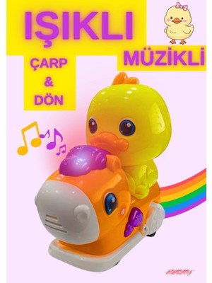 Boratila Toys Işıklı Müzikli Çarp Dön Emeklemeye Yardımcı Sevimli Atlı Karınca Ördek Oyuncak