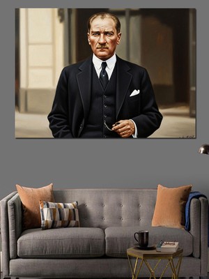 Tablo Mega Türkiye Cumhuriyeti Kurucusu Atatürk Dekoratif Kanvas - Mdf Ahşap Tablo