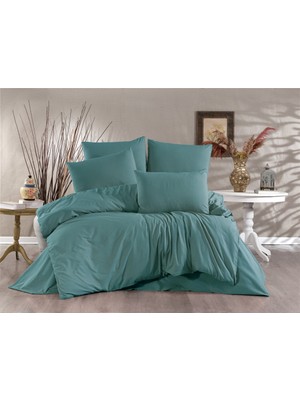 Vionetta Ranforce % 100 Pamuk Petrol Lastikli Çarşaflı 4 Yastıklı Çift Kişilik Nevresim Takımı