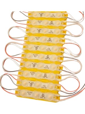 12 Volt 1.5 Watt 3 Lensli Sarı Amber 2835 Smd LED Modül IP65 10 Adet Modül