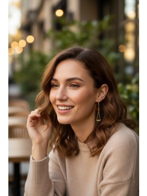 Tokuşka Akik Taşlı Sallantılı Küpe